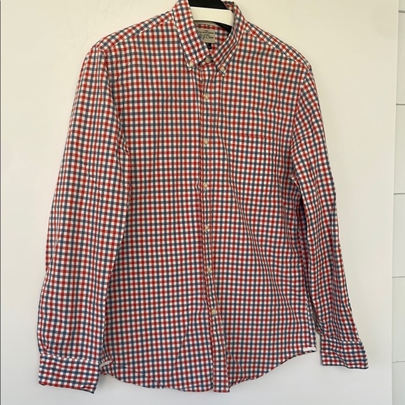 J. Crew Red and Blue Gingham Casual Button Down Shirt Medium 2 Ply 100% Cotton - Picture 7 of 15